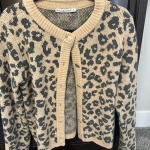 Abercrombie & Fitch Leopard Cardigan - Tan and Black